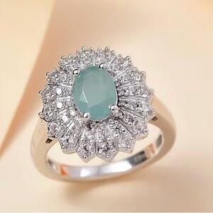 Grandidierite and White Zircon 2.35 ctw Ring In Sterling Silver